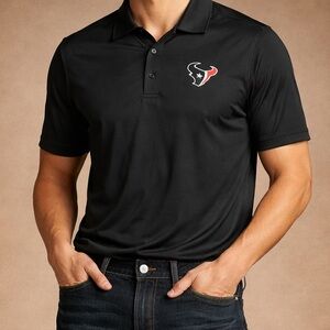Houston Texans Fanatics Black Polo with Texans Logo Men’s Shirt L